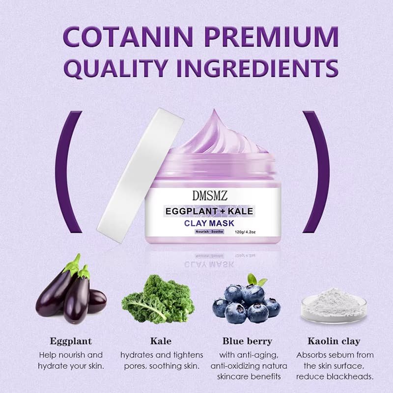Eggplant Clay Mask with kale, blueberry and kaolin clay