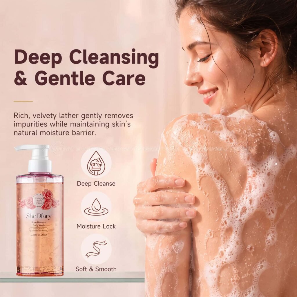 Gentle Damask Rose Body Wash for daily cleansing