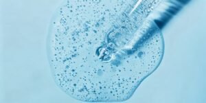 Hyaluronic acid serum texture with hydrating gel and dropper