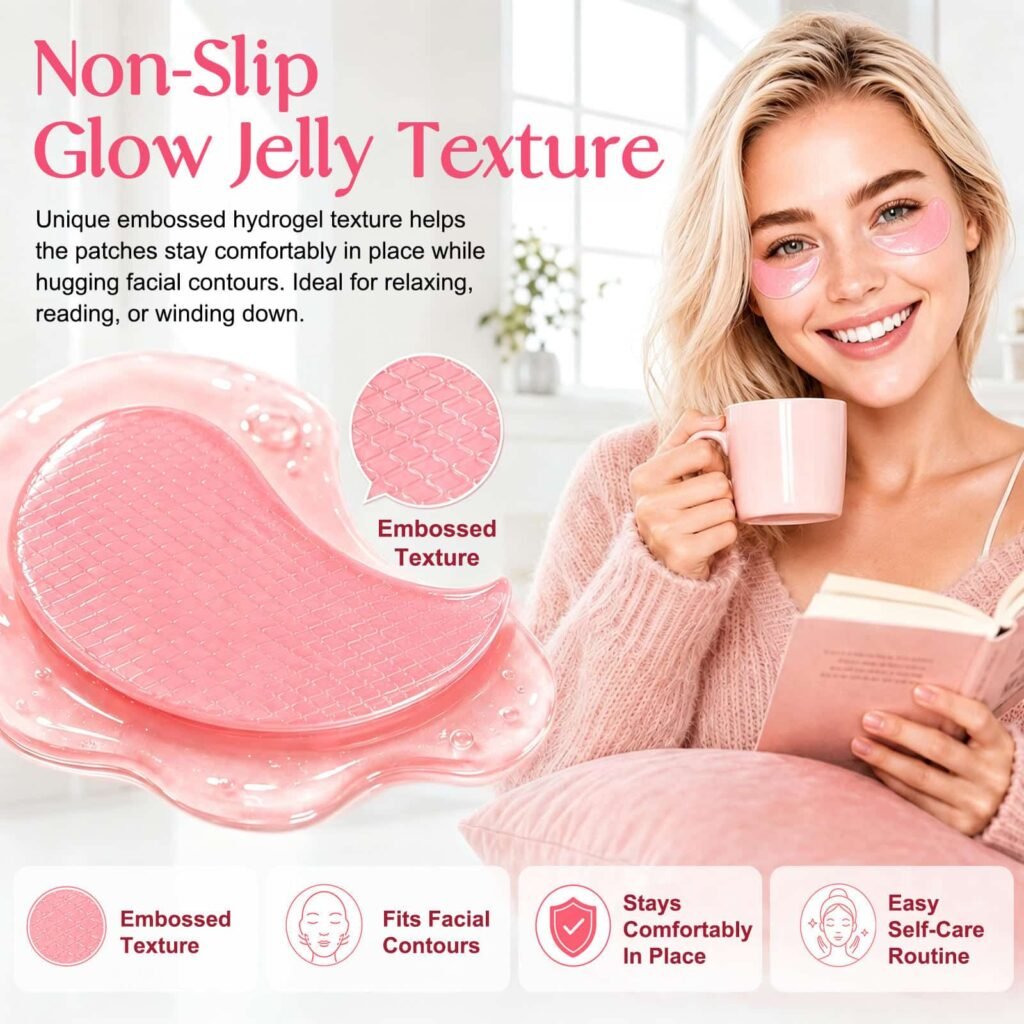 Embossed non-slip hydrogel eye patches for under-eye care