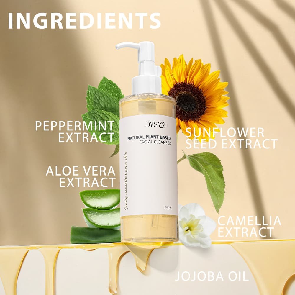 Plant-Based Facial Cleanser with aloe vera, jojoba oil and botanical extracts