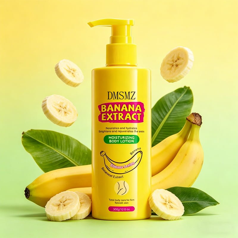 private-label-banana-body-lotion-hero Private Label Banana Body Lotion in 300g pump bottle with bananas