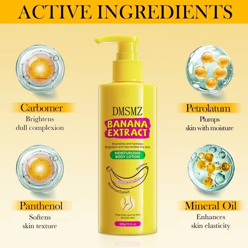 Banana Extract Body Lotion with panthenol and moisturizing ingredients