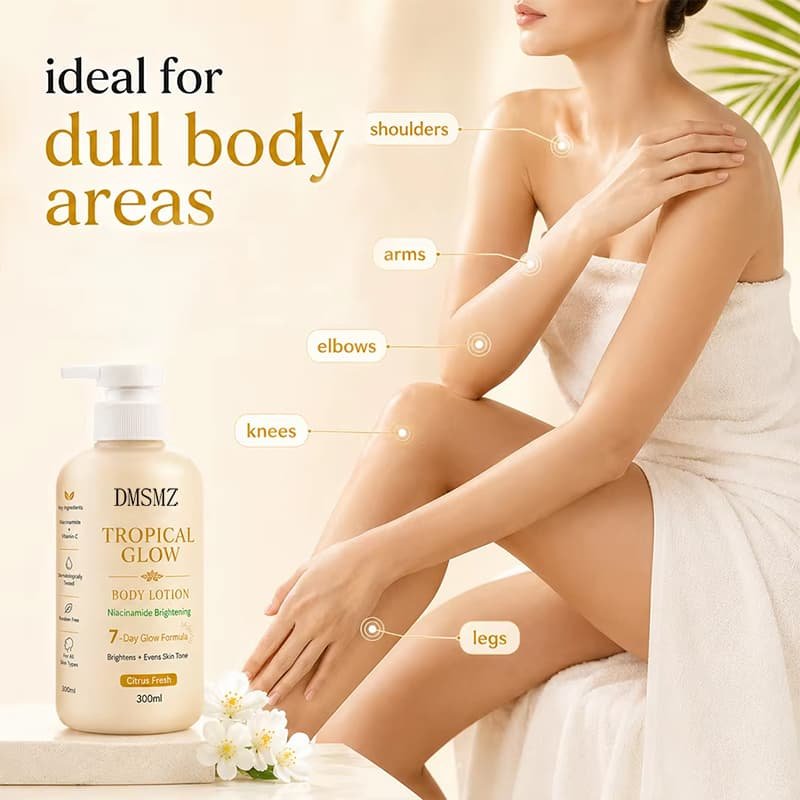 Private Label Niacinamide Vitamin C Body Lotion for shoulders arms elbows knees and legs