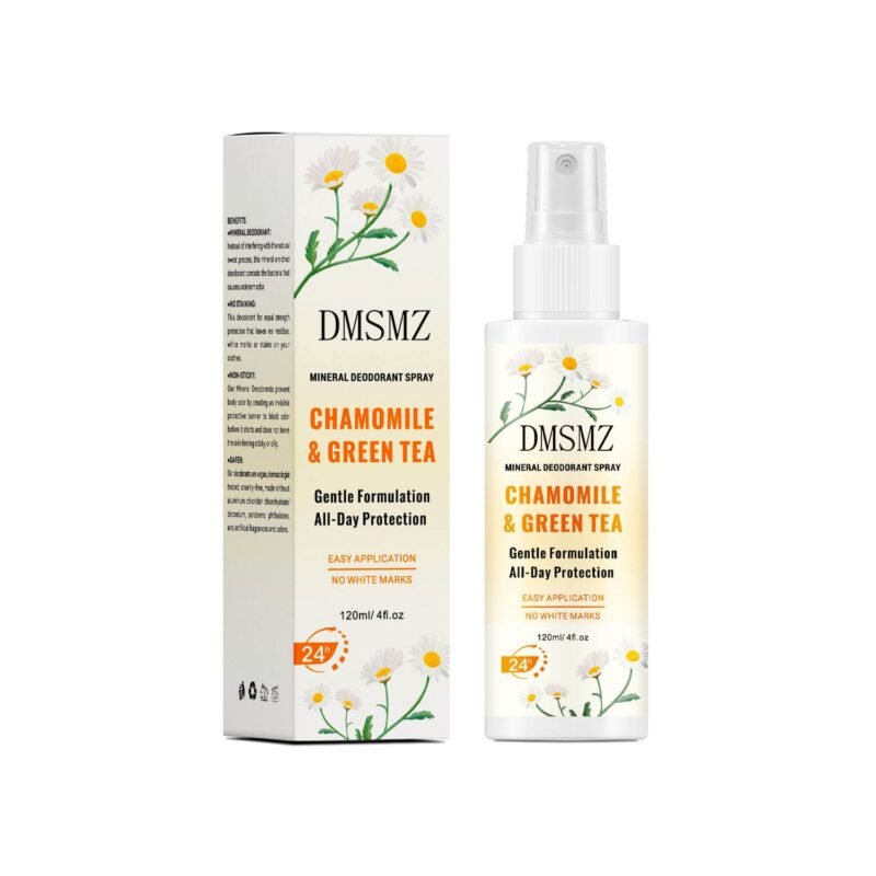 Private Label Chamomile Deodorant Spray in 120ml bottle and box packaging