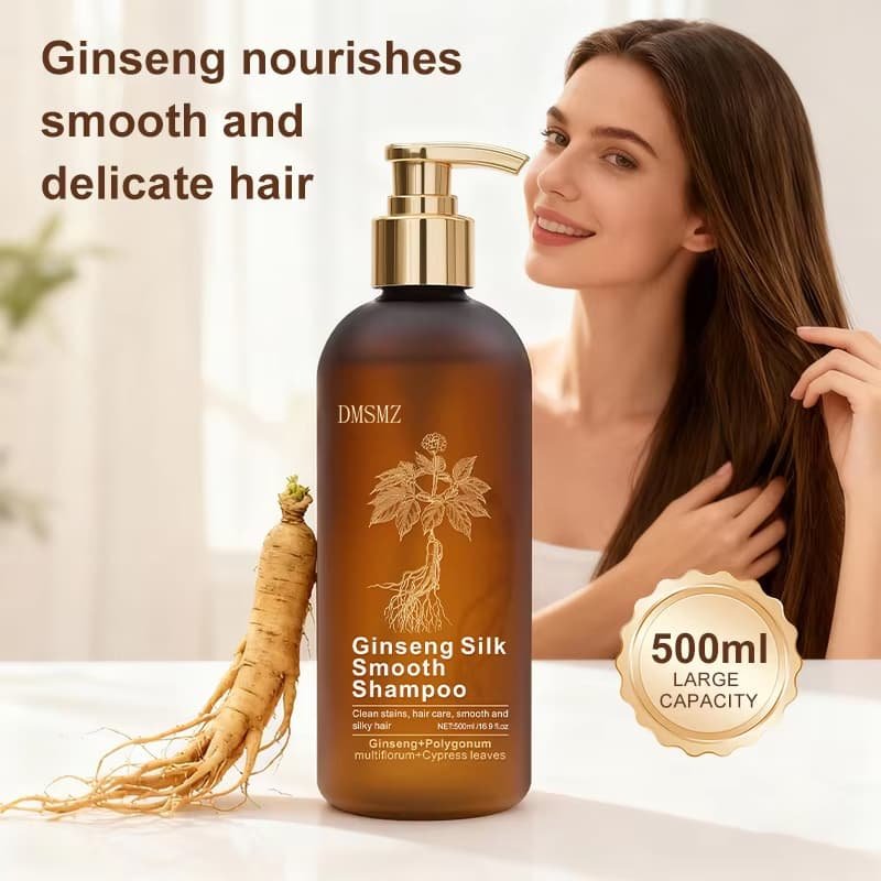Private Label Ginseng Smoothing Shampoo in 500ml pump bottle