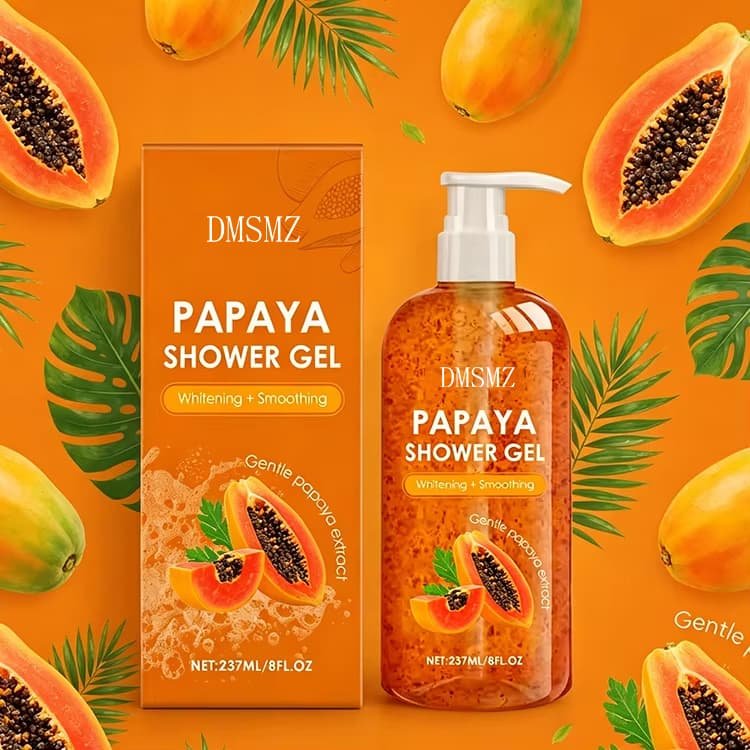 Private Label Papaya Shower Gel in 237ml pump bottle with papaya