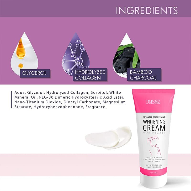 Underarm Brightening Cream with hydrolyzed collagen and glycerin
