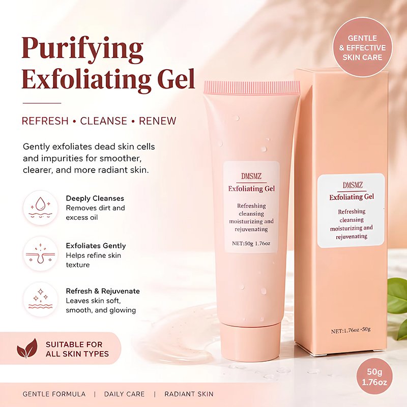 Facial Exfoliating Gel in pink tube and matching box for skincare brands