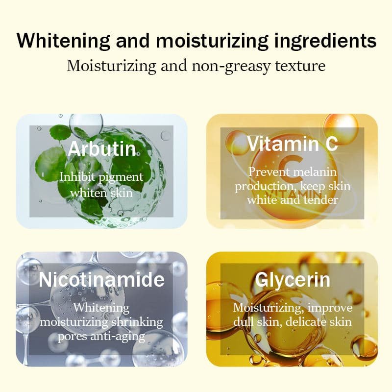 Arbutin Face Cream ingredients including vitamin C, niacinamide and glycerin