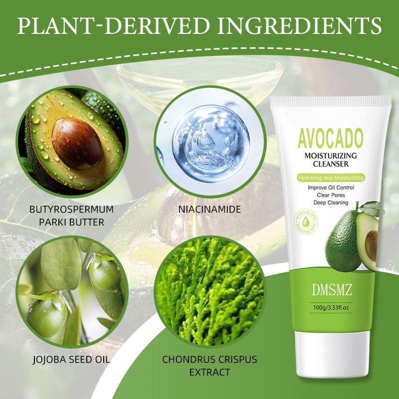 Avocado Facial Cleanser with shea butter, niacinamide, jojoba seed oil and seaweed extract