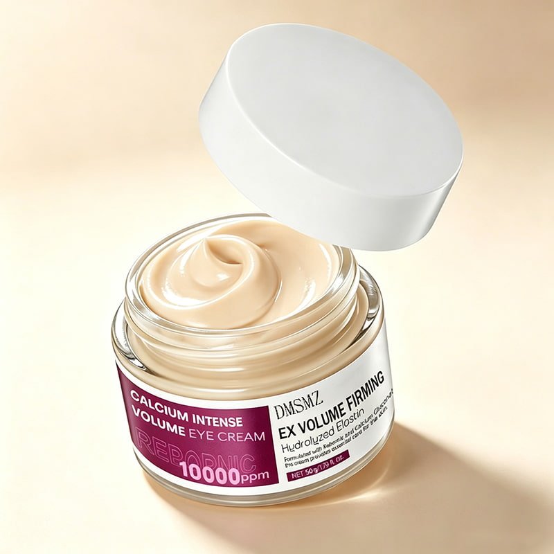 Private Label Calcium Firming Eye Cream in a 50g jar with rich cream texture