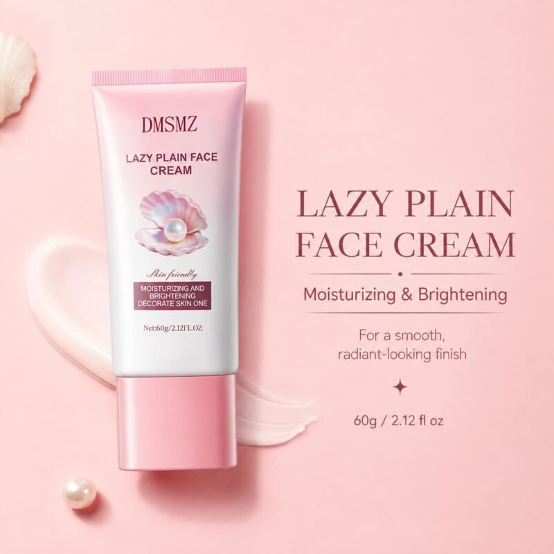Private Label Lazy Plain Face Cream in pink tube for instant tone-up and moisturizing care